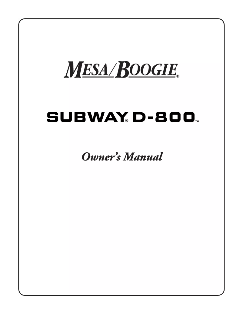 Página 1 del manual Manual de usuario Mesa Boogie Subway D-800