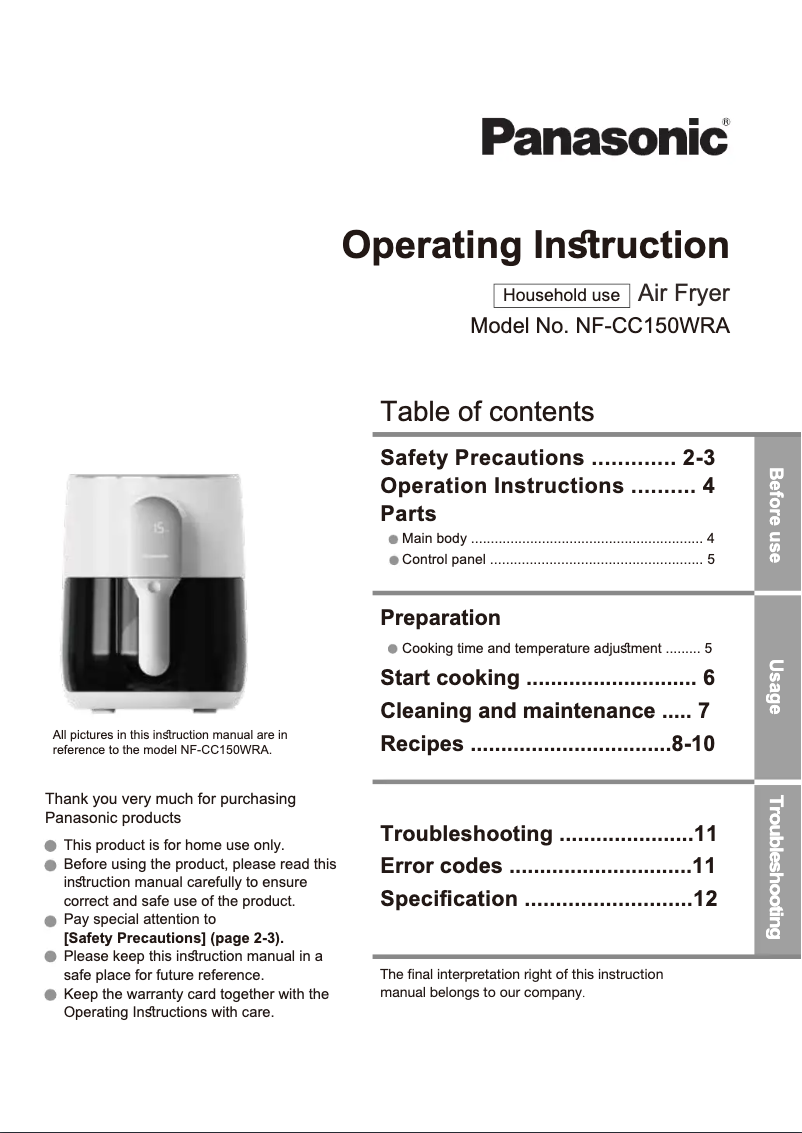 Página 1 del manual Manual de usuario Panasonic NF-CC150WRA