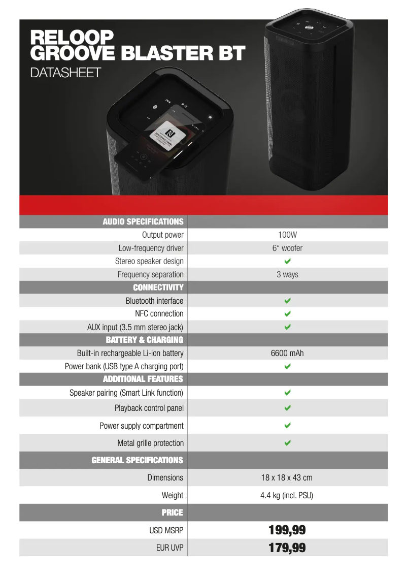 Imagen de la primera página del manual del dispositivo Groove Blaster BT