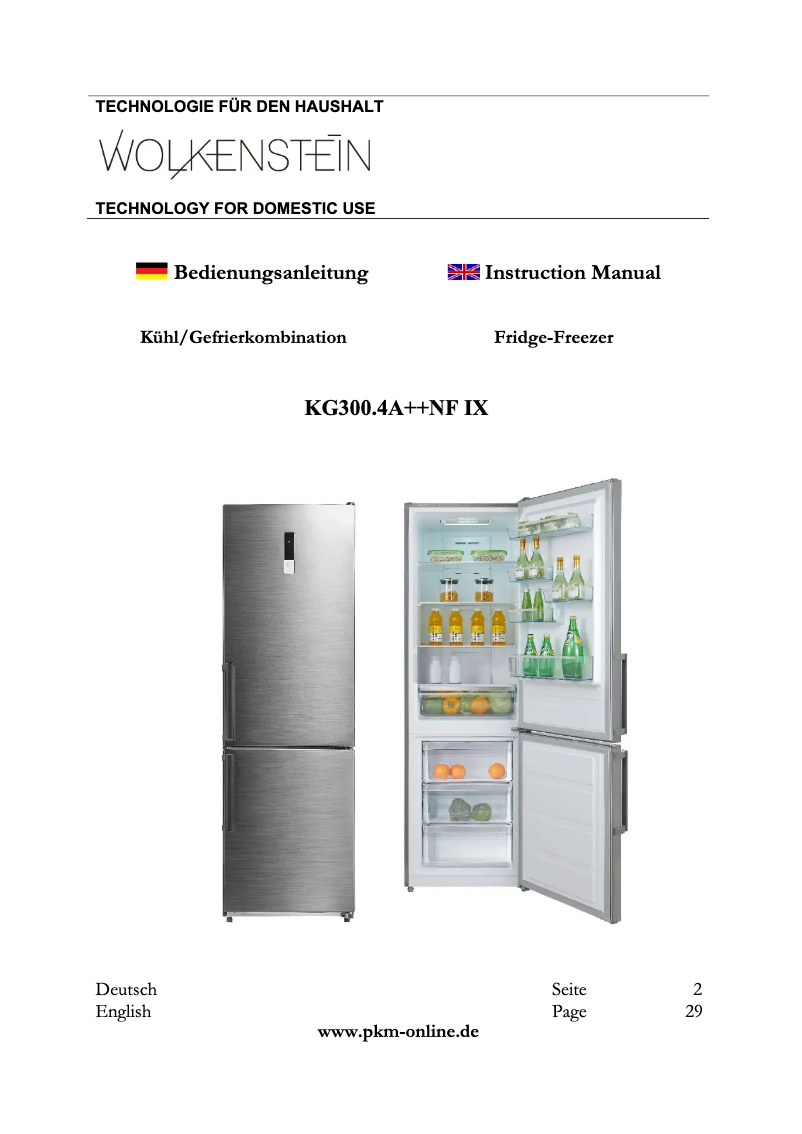 Página 1 del manual Manual de usuario Wolkenstein KG300.4A++NF IX