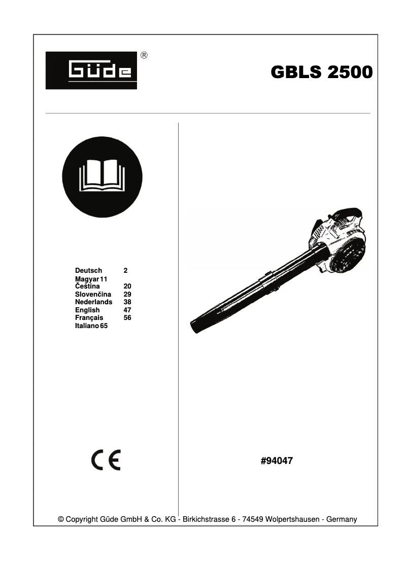 Imagen de la primera página del manual del dispositivo GBLS 2500