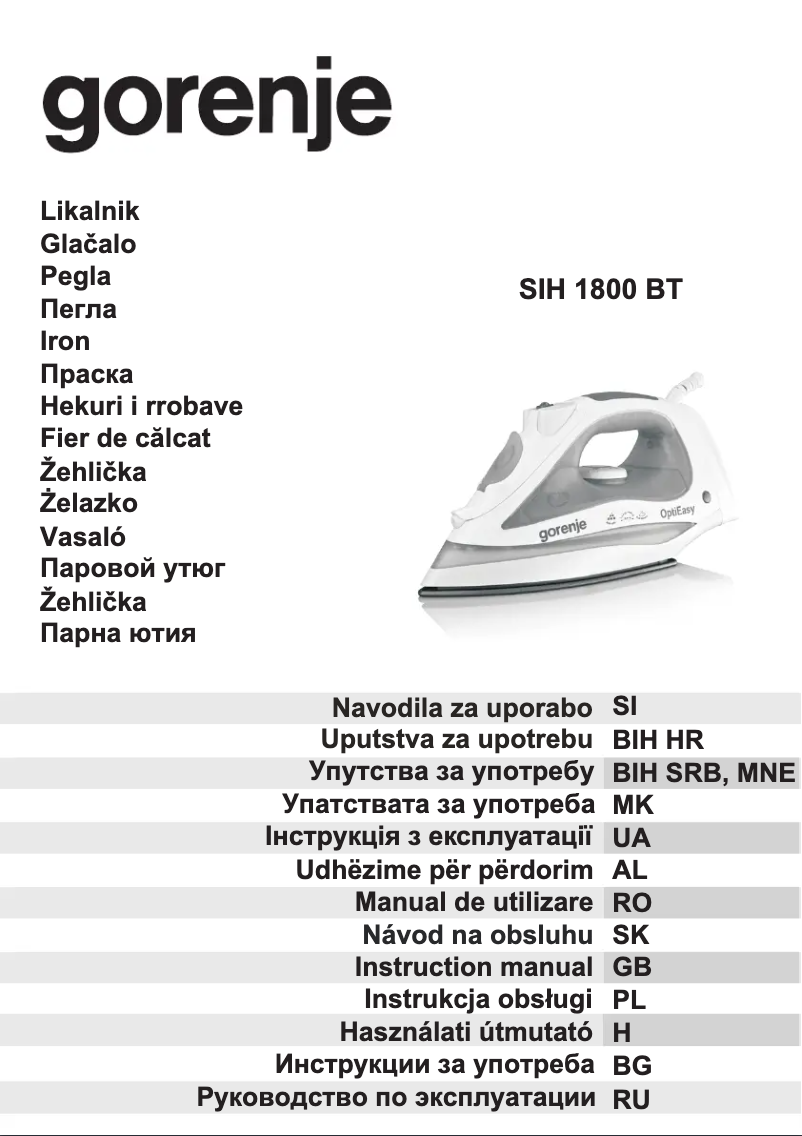Página 1 del manual Manual de usuario Gorenje SIH 1800BT