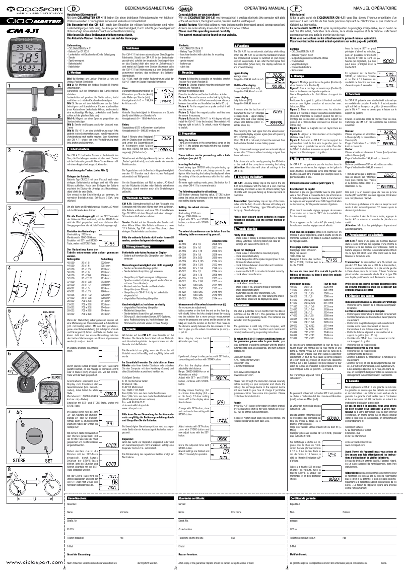 Página 1 del manual Manual de usuario Ciclo Ciclomaster CM 4.11