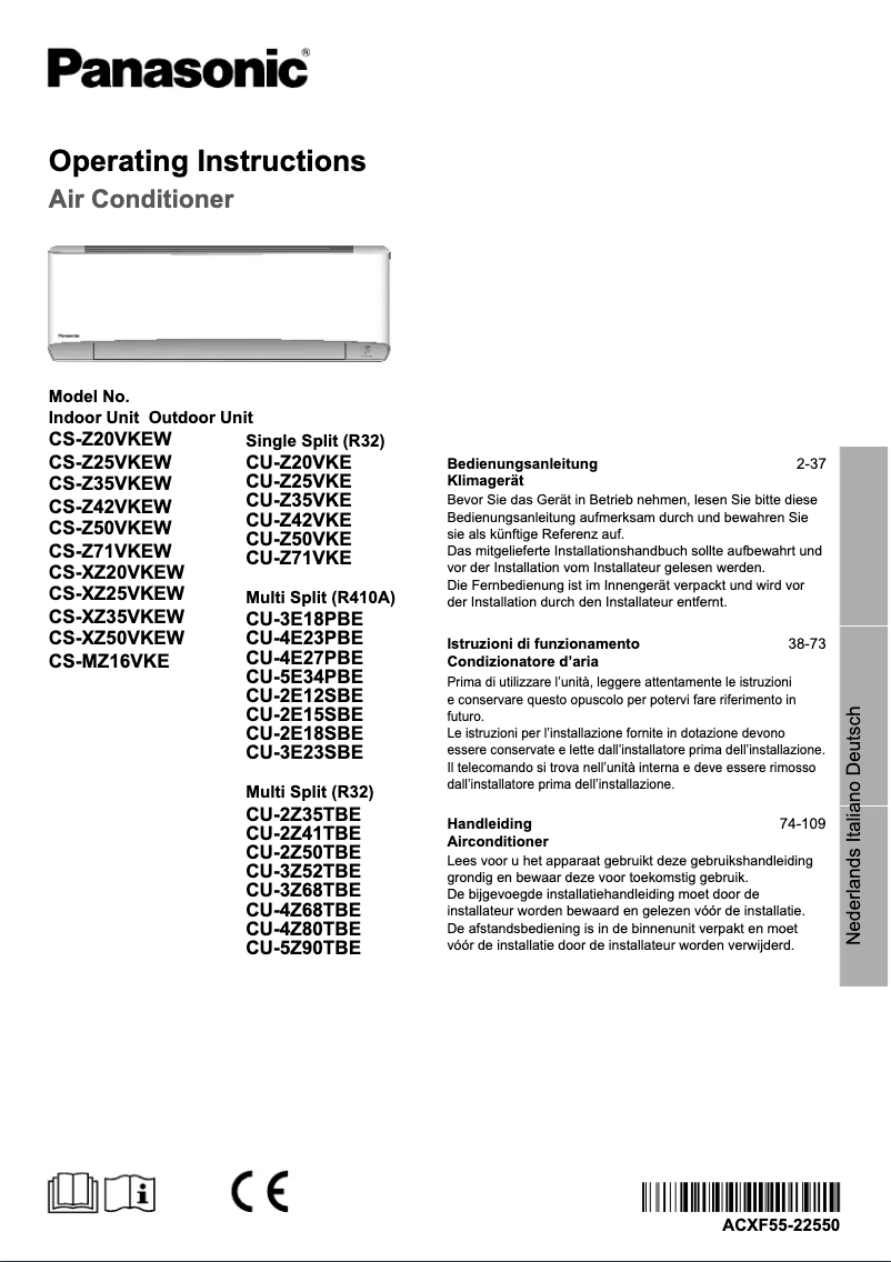 Imagen de la primera página del manual del dispositivo CU-3Z52TBE