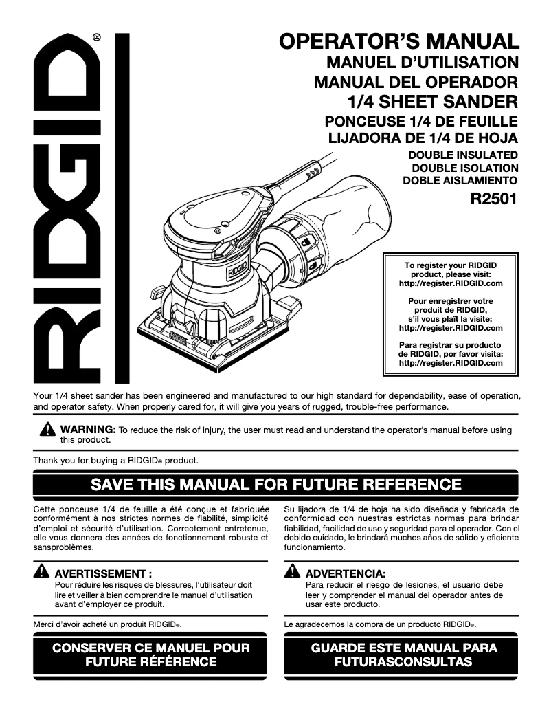 Página nº 1 - Manual de usuario Ridgid R25011