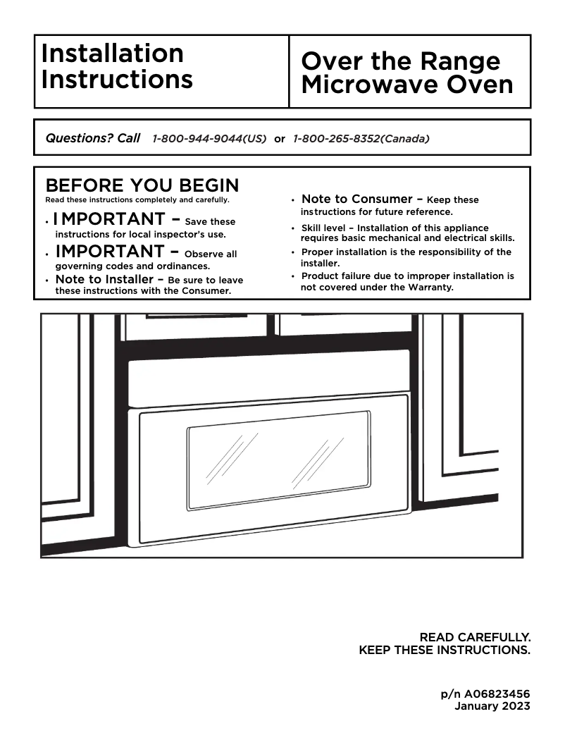 Página 1 del manual Guía de instalación Frigidaire GMOS1964AD