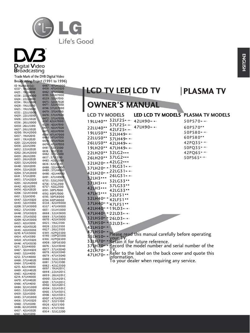 Imagen de la primera página del manual del dispositivo 42LH4020.BEU