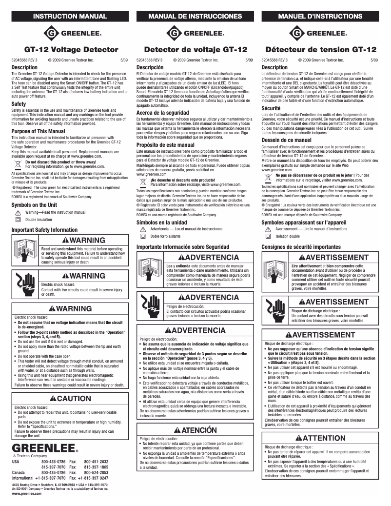 Imagen de la primera página del manual del dispositivo GT-12