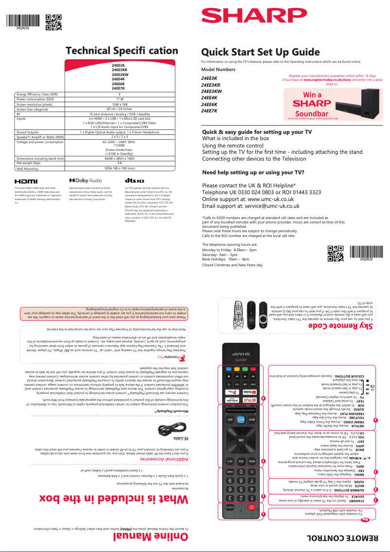 Página 1 del manual Guía de inicio rápido Sharp 24EE4K