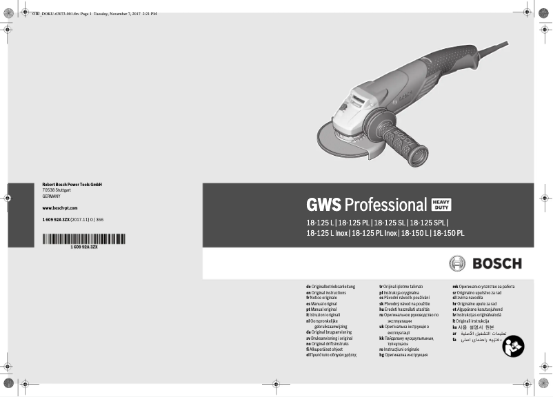 Imagen de la primera página del manual del dispositivo GWS 18-125 PL Inox Professional