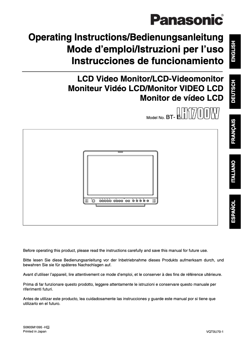 Página 1 del manual Manual de usuario Panasonic BT-LH1700We