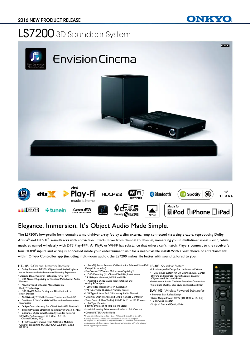 Página 1 del manual Ficha técnica Onkyo LS7200
