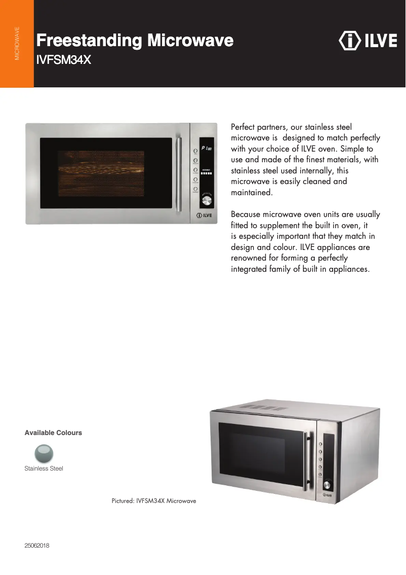 Página 1 del manual Ficha técnica Ilve IVFSM34X