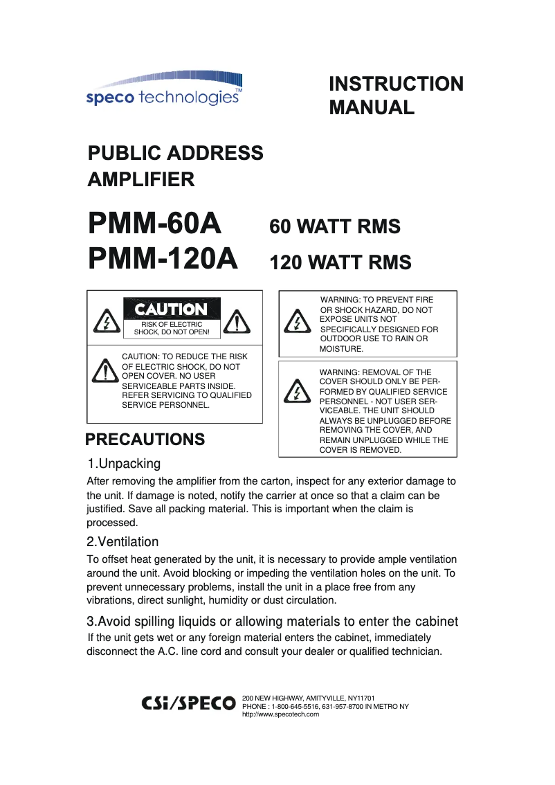 Imagen de la primera página del manual del dispositivo PMM-120A