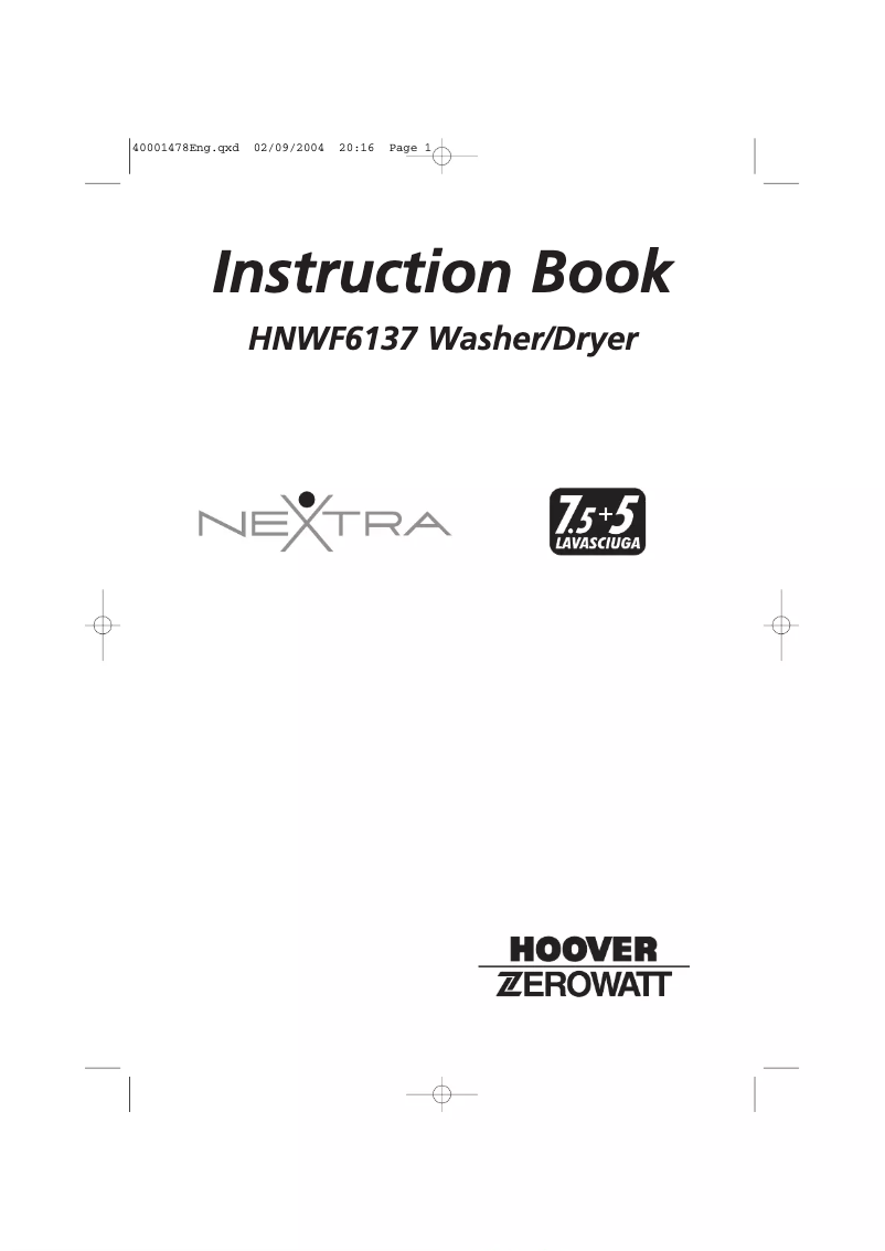 Página 1 del manual Manual de usuario Zerowatt-Hoover Nextra HNWF 6137
