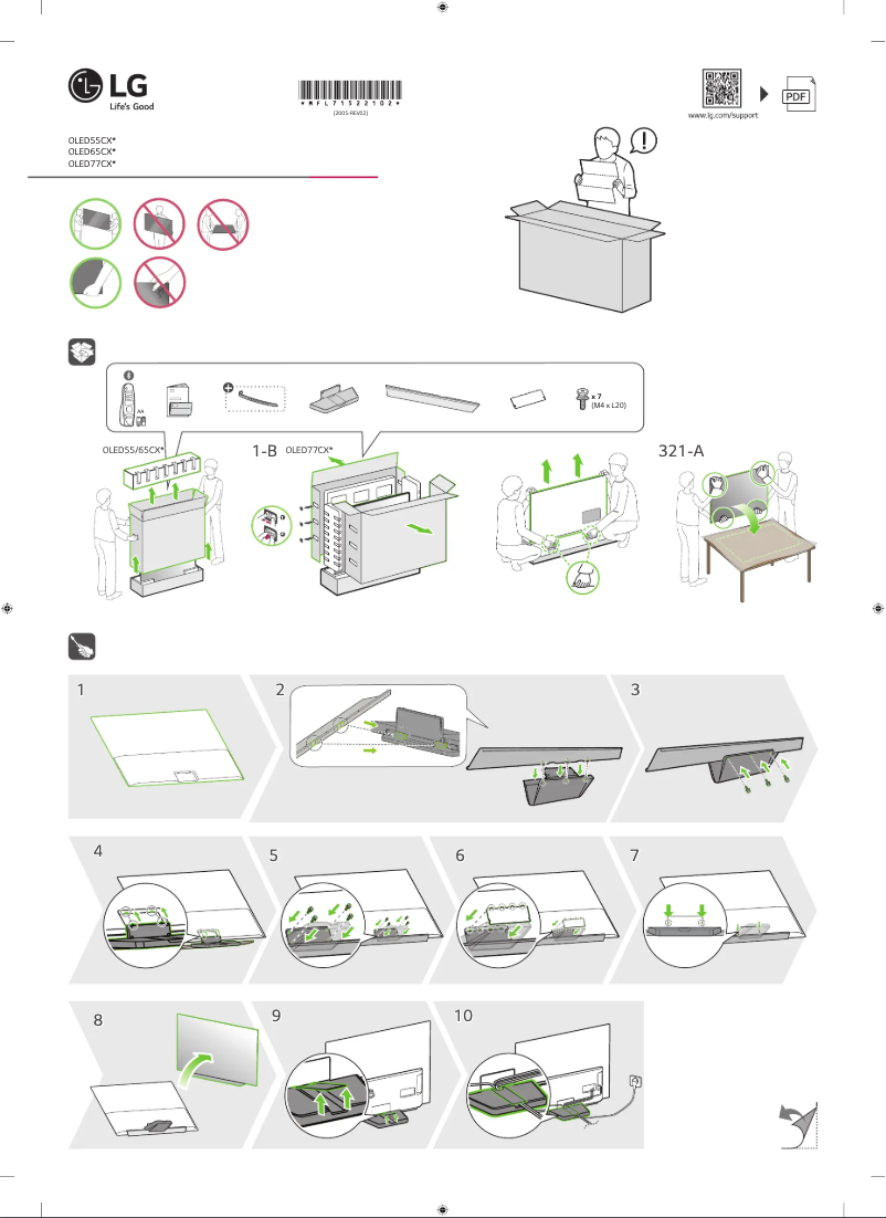 Imagen de la primera página del manual del dispositivo OLED65CX6LA (2020)