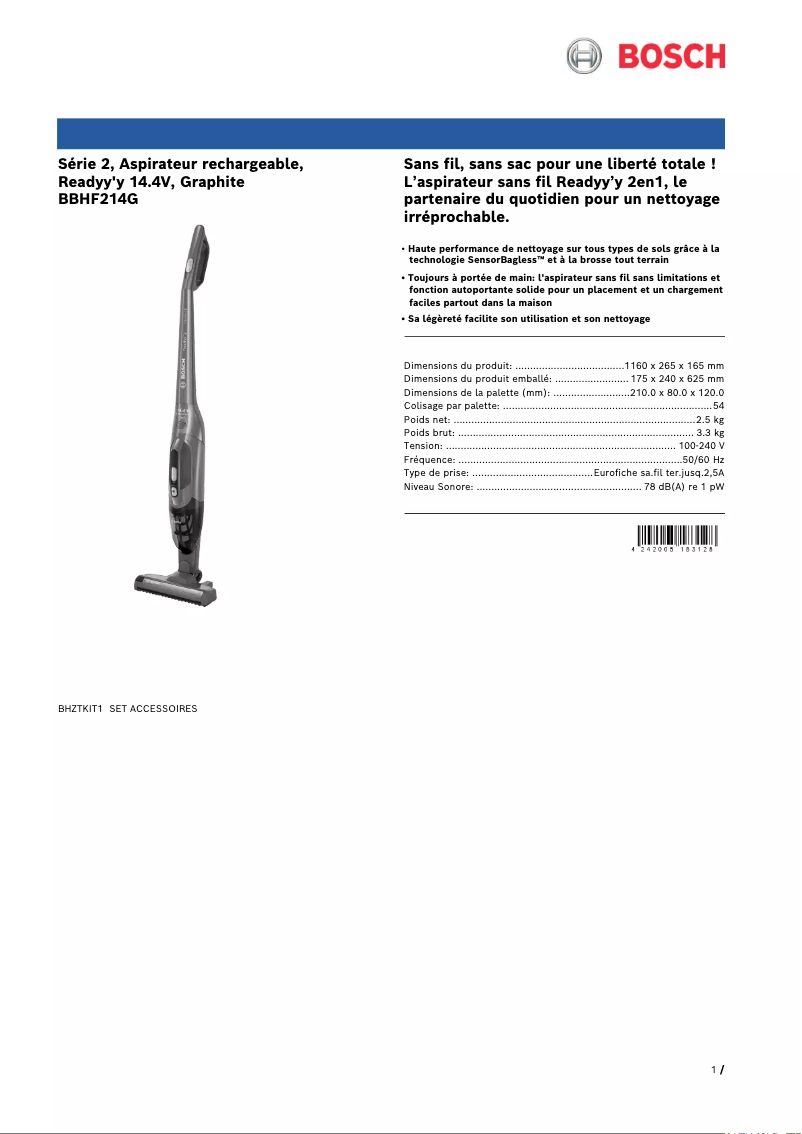 Imagen de la primera página del manual del dispositivo Readyy'y BBHF214