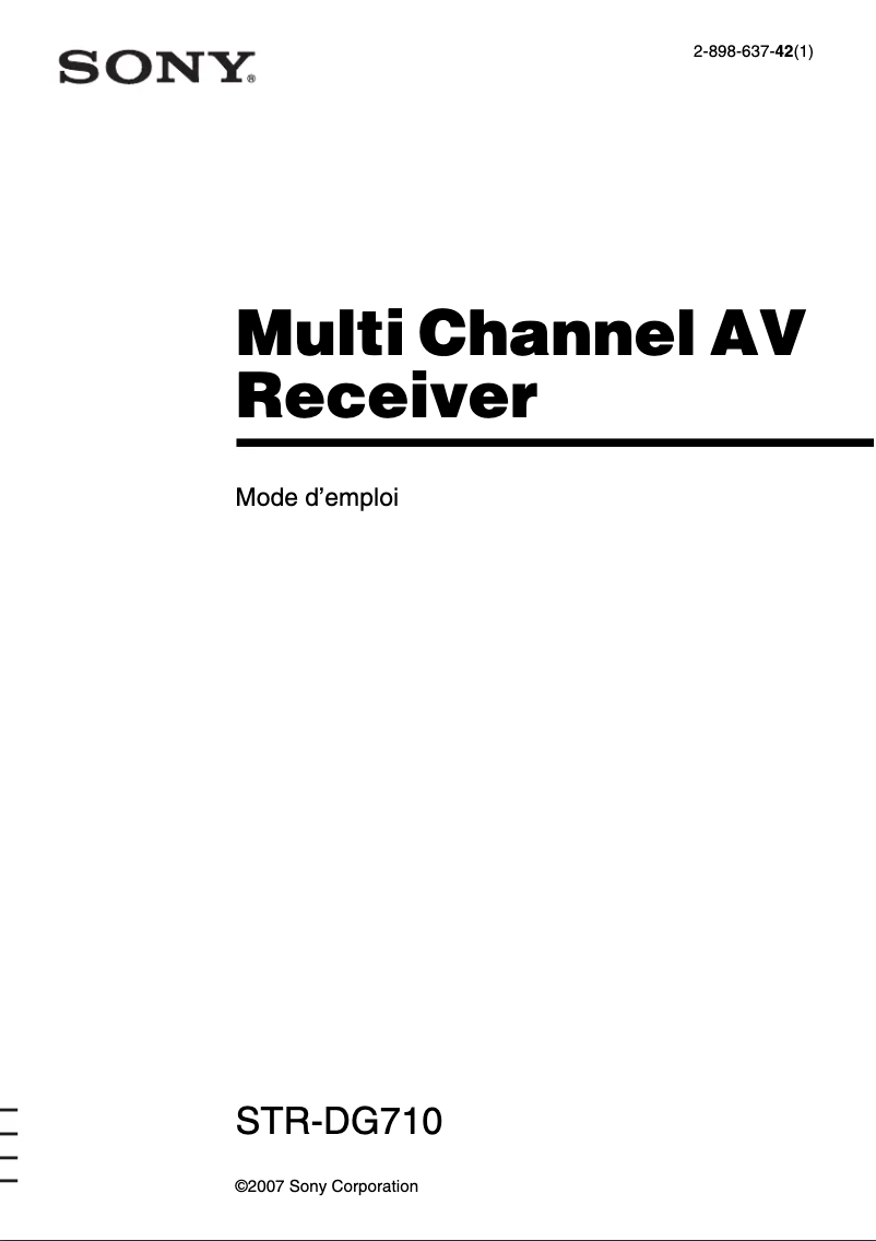 Imagen de la primera página del manual del dispositivo STR-DG710