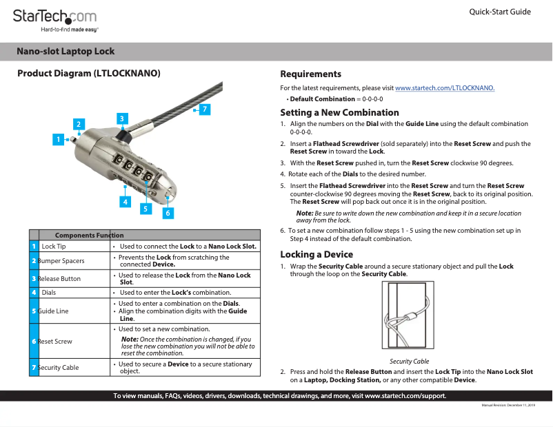 Página 1 del manual Manual de usuario StarTech.com LTLOCKNANO