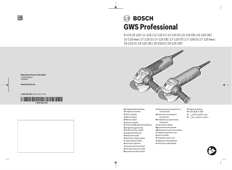 Página 1 del manual Manual de usuario Bosch GWS 19-125 CIE Professional