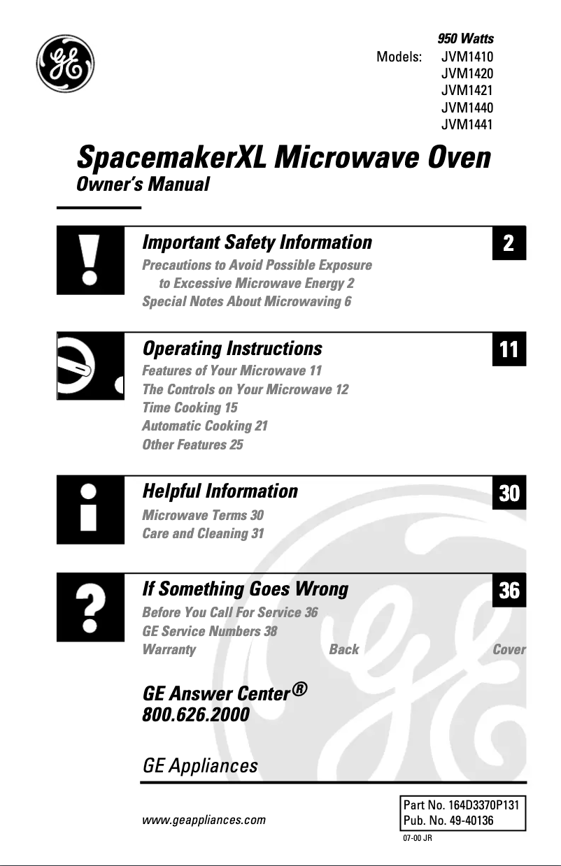 Imagen de la primera página del manual del dispositivo JVM1440WA