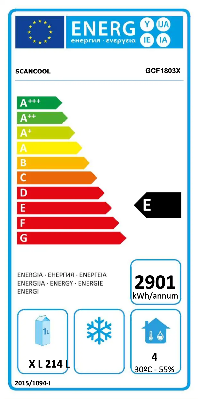 Página nº 1 - Etiqueta energética Scancool GCF1803X