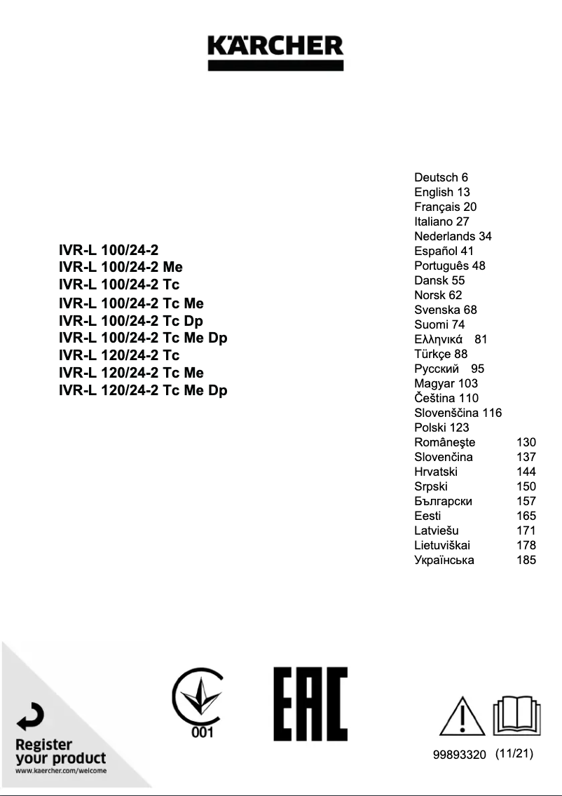 Imagen de la primera página del manual del dispositivo IVR-L 120/24-2 Tc Me