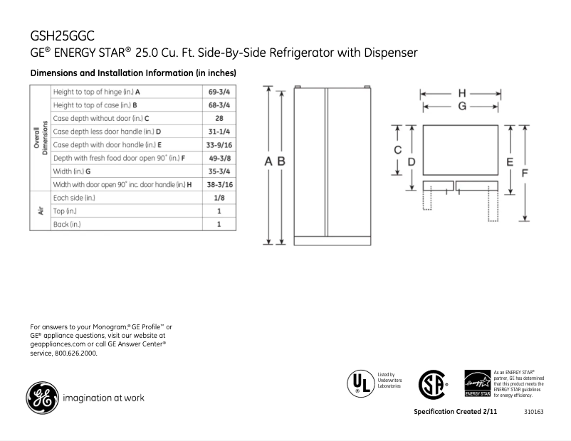 Imagen de la primera página del manual del dispositivo GSH25GGCBB