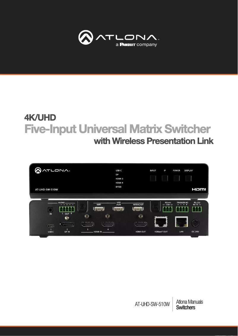 Página nº 1 - Manual de usuario Atlona AT-UHD-SW-510W