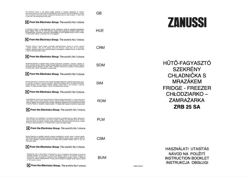 Página 1 del manual Manual de usuario Zanussi ZRB 25 sa