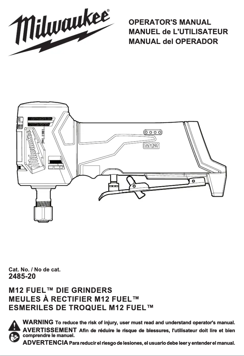 Imagen de la primera página del manual del dispositivo M12 Fuel 2485-22