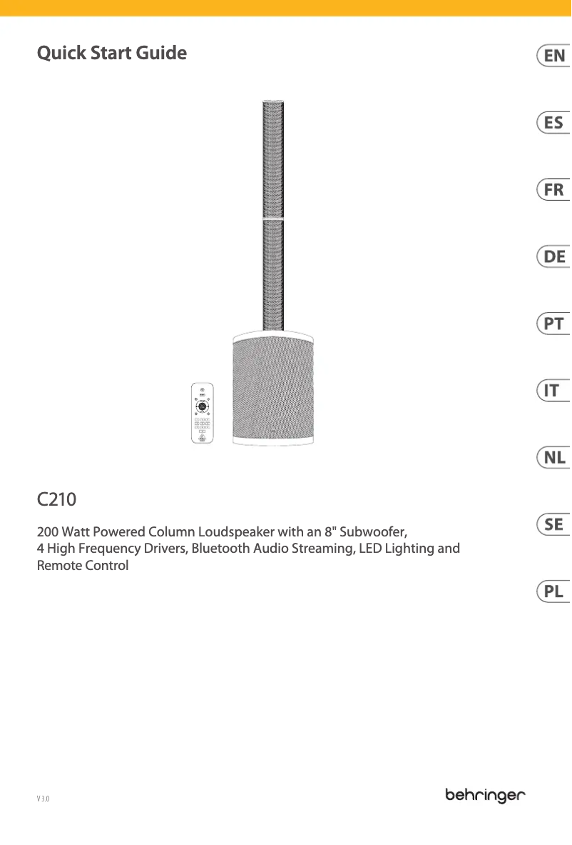 Página 1 del manual Guía de inicio rápido Behringer C210