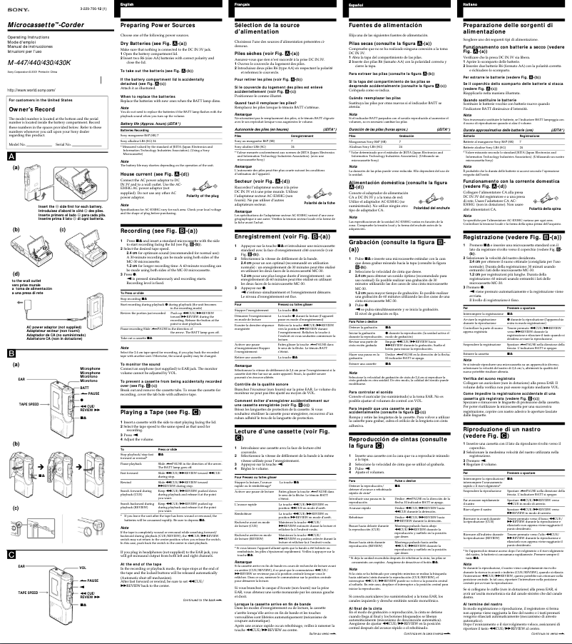 Imagen de la primera página del manual del dispositivo M-430