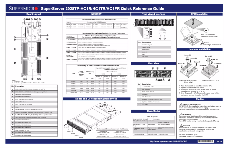 Imagen de la primera página del manual del dispositivo SuperServer 2028TP-HC1R
