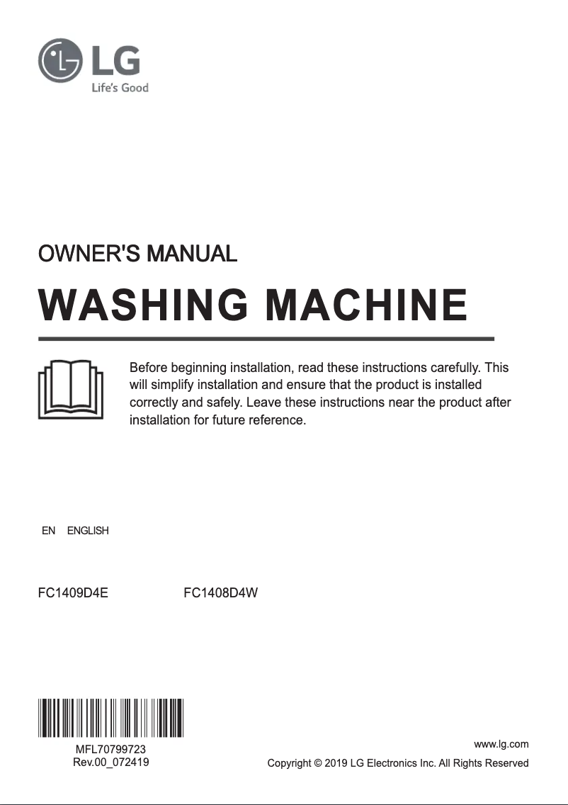 Imagen de la primera página del manual del dispositivo FC1408D4W