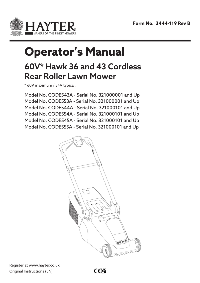 Imagen de la primera página del manual del dispositivo Hawk 43