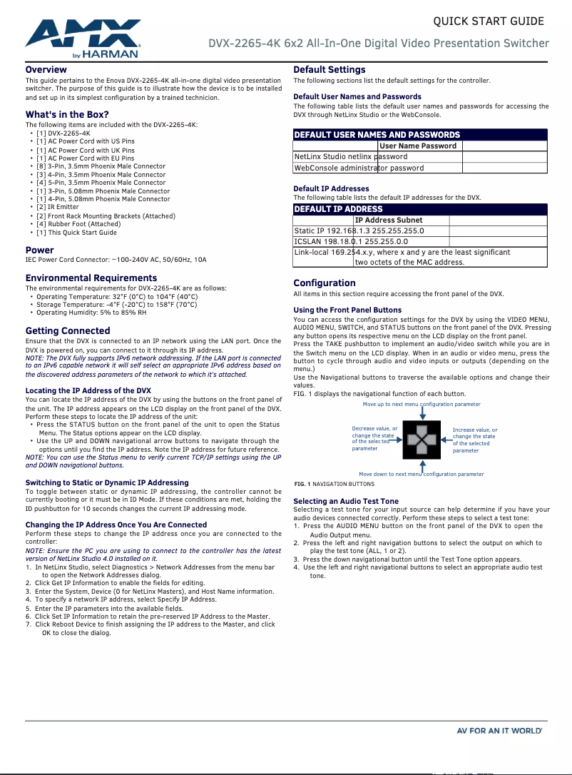 Imagen de la primera página del manual del dispositivo DVX-2265-4K