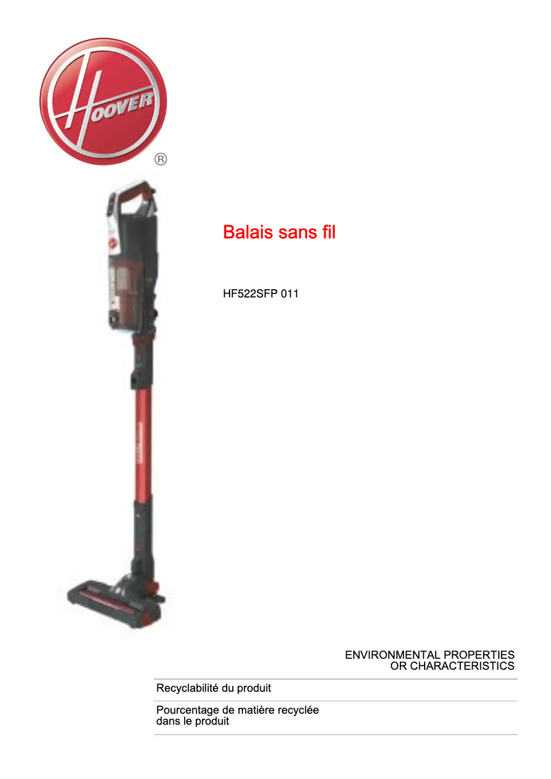 Imagen de la primera página del manual del dispositivo H-FREE 500 PLUS HF522SFP 011