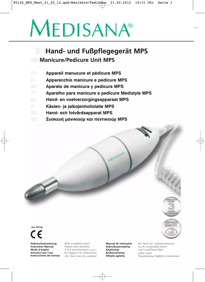 Página nº 1 - Manual de usuario Medisana MPS