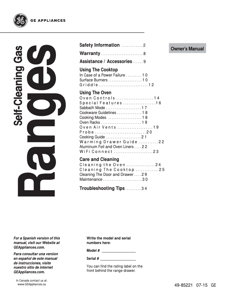 Página 1 del manual Manual de usuario GE Profile PGB940SEJSS