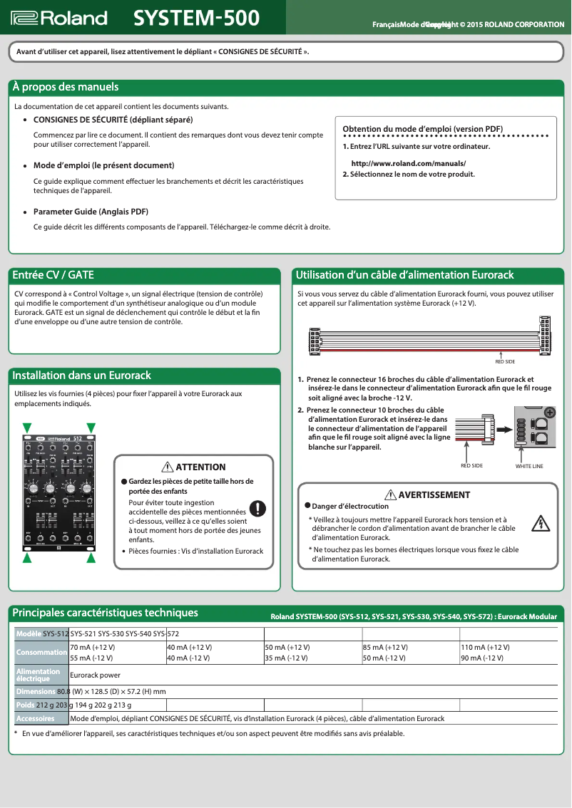 Página 1 del manual Manual de usuario Roland SYS-530