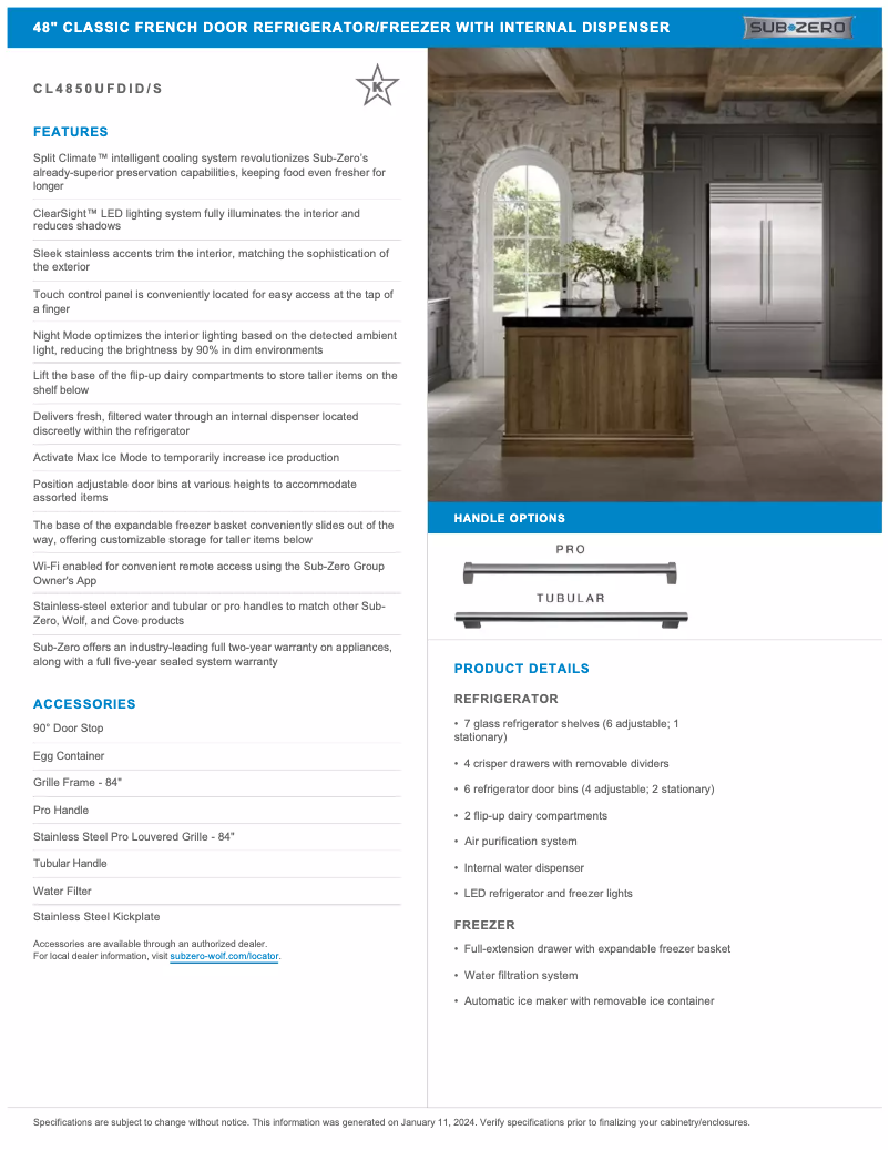 Página 1 del manual Manual de usuario Sub-Zero CL4850UFDID