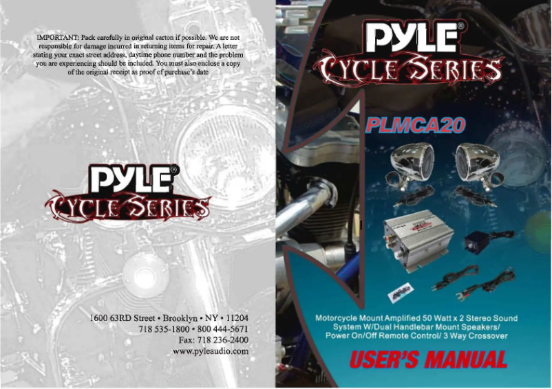 Página 1 del manual Manual de usuario Pyle Cycle PLMCA20