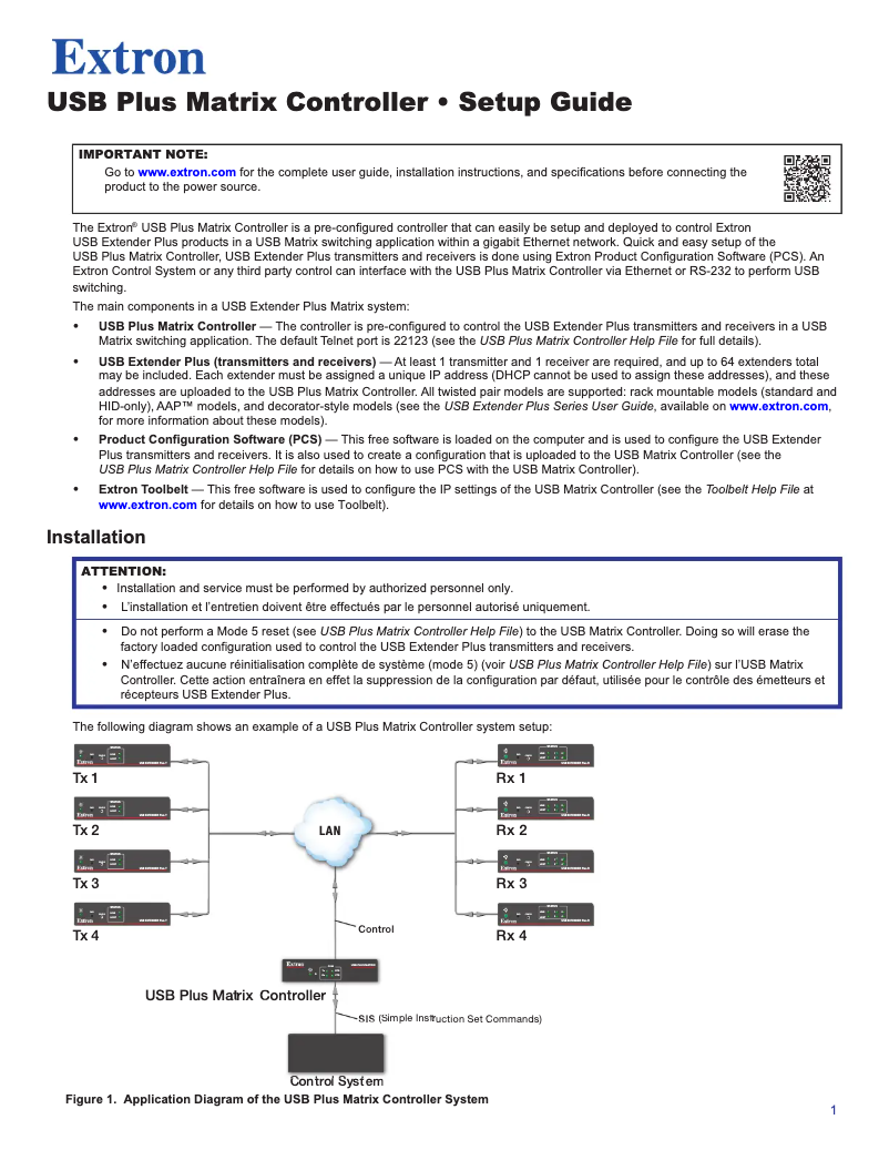 Imagen de la primera página del manual del dispositivo USB Extender Plus T