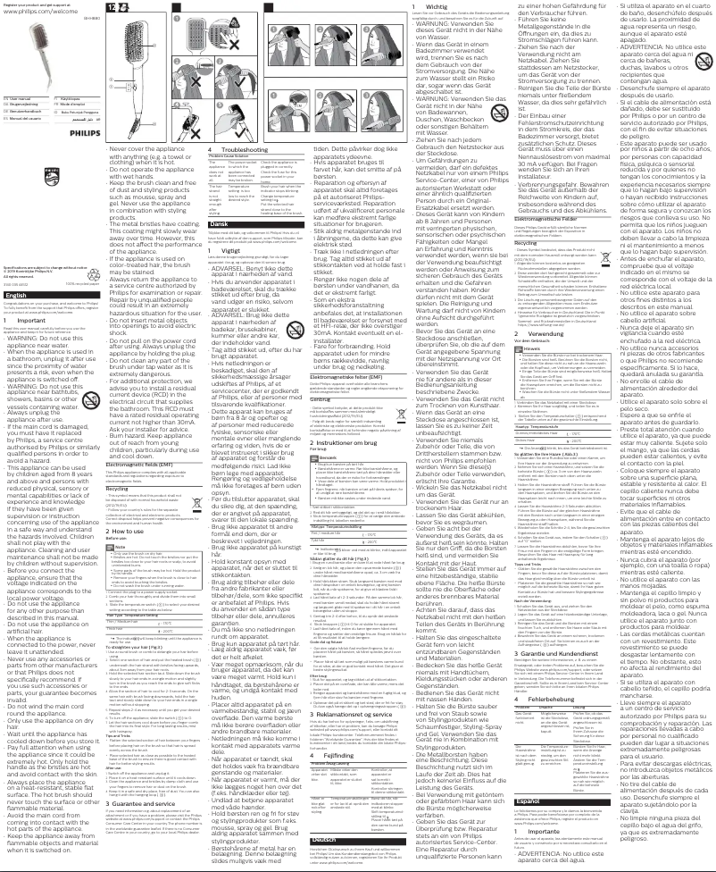 Página 1 del manual Manual de usuario Philips StyleCare Essential BHH880