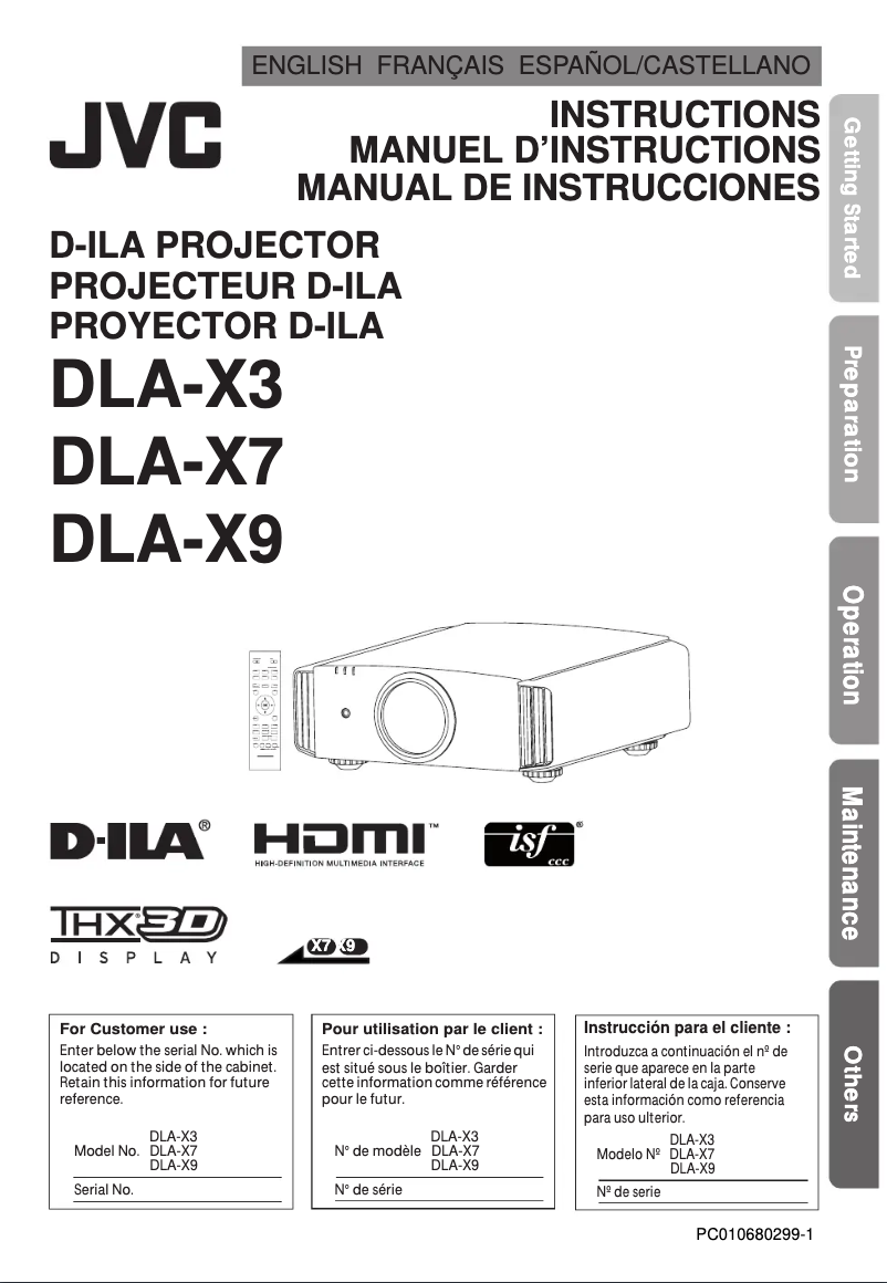 Página 1 del manual Manual de usuario JVC DLA-X90