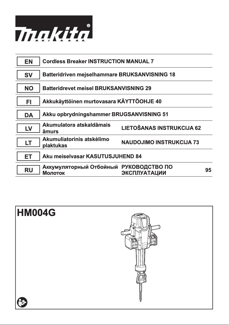Página 1 del manual Manual de usuario Makita HM002G