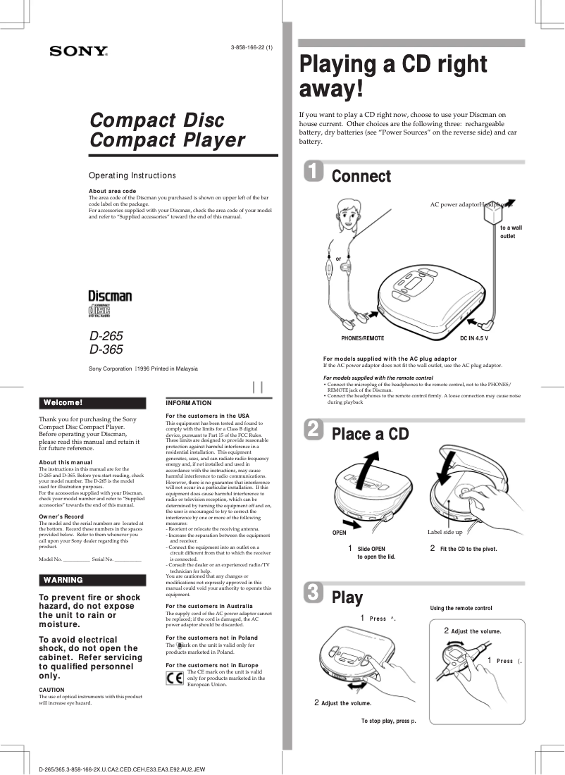 Imagen de la primera página del manual del dispositivo D-365