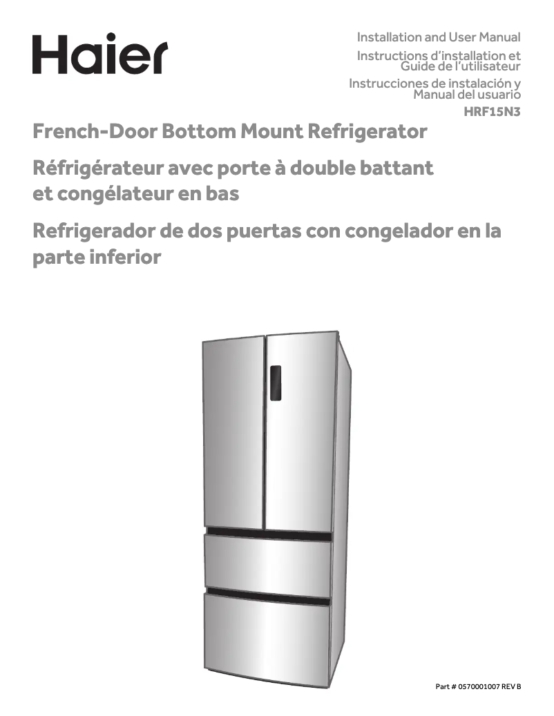 Imagen de la primera página del manual del dispositivo HRF15N3BGF