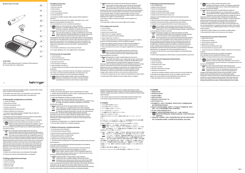 Página 1 del manual Manual de usuario Behringer ECM PRO